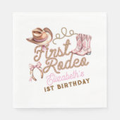 Pink Western First Rodeo Birthday Serviette (Vorderseite)