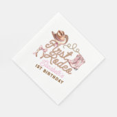 Pink Western First Rodeo Birthday Serviette (Ecke)