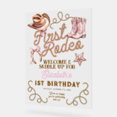 Pink Western First Rodeo Birthday Welcome Acrylschild (Winkel)