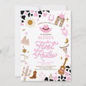 Pink Western First Rodeo Invitation Einladung (Vorderseite)