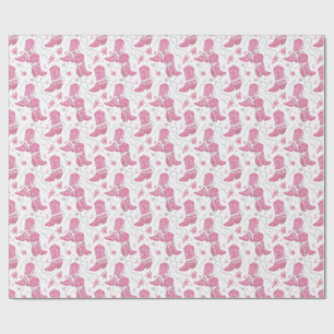 Pink Western Floral Cowgirl Stiefel & Perlen Geschenkpapier