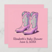 Pink Western Girl Baby Shower Cowgirl Stiefel Einladung (Vorne/Hinten)