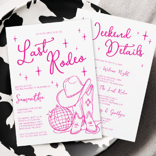 Pink Western Letztes Rodeo Junggesellinnenabschied Einladung
