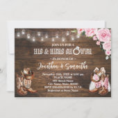 Pink Western Seine und ihre Duschkabine Hochzeit Einladung (Vorderseite)