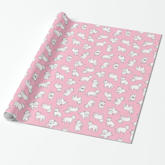 Pink Westie Wrapping Paper Geschenkpapier (Ungerollt)