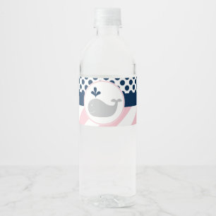 Pink Whale Baby Dusche Wasserflaschen Etiketten