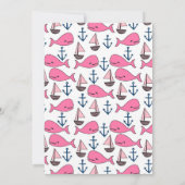 Pink Whale Baby Girl Babydusche Einladung (Rückseite)