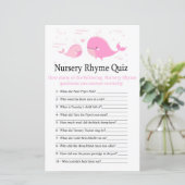 Pink Whale Kinderzimmer Rhyme Quiz Babydusche (Stehend Vorderseite)