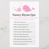 Pink Whale Kinderzimmer Rhyme Quiz Babydusche (Vorderseite)