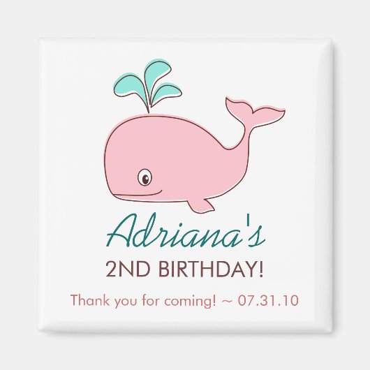 Pink Whale Magnet-Gastgeschenke Magnet (Vorne)