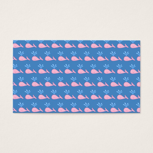Pink Whale Muster auf Blau. (Vorderseite)