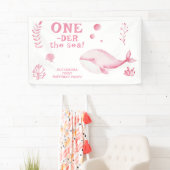 Pink Whale Oneder The Sea 1st Birthday Banner (Insitu)