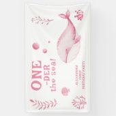Pink Whale Oneder The Sea 1st Birthday Banner (Vertikal)