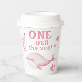 Pink Whale Oneder The Sea 1st Birthday  Pappbecher