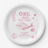 Pink Whale Oneder The Sea 1st Birthday Pappteller (Vorderseite)
