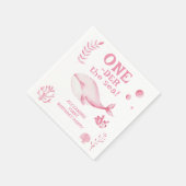 Pink Whale Oneder The Sea 1st Birthday  Serviette (Ecke)