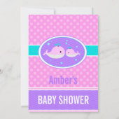 Pink Whales Baby Dusche Einladung (Rückseite)