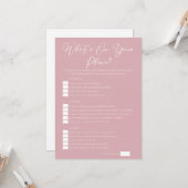 Pink What's On Your Phone Bridal Shower Download Karte (Vorderseite/Rückseite Beispiel)