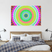 Pink Wheel Mandala Circle Stretched Canvas Print Leinwanddruck (Insitu (Schlafzimmer))
