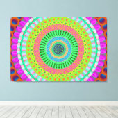 Pink Wheel Mandala Circle Stretched Canvas Print Leinwanddruck (Insitu (Holzboden))