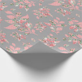 Pink Whimsical Blätter Grau Wedding Wrapping Paper Geschenkpapier (Ecke)