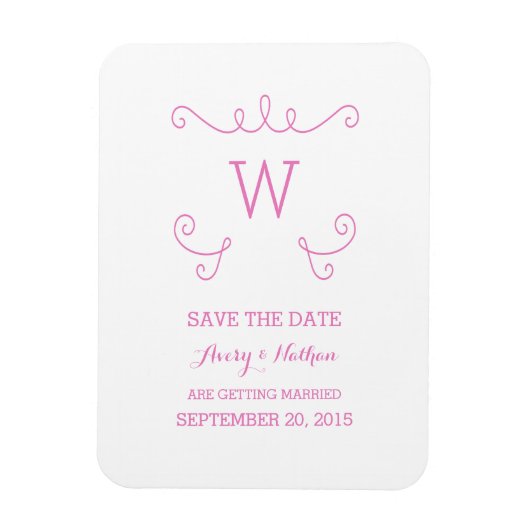 Pink Whimsical Blüh Save the Date Magnet (Vertikal)