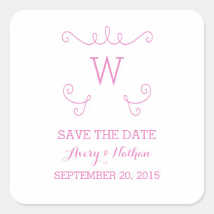 Pink Whimsical Blühe Save the Date Aufkleber
