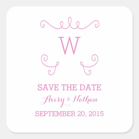 Pink Whimsical Blühe Save the Date Aufkleber (Vorderseite)