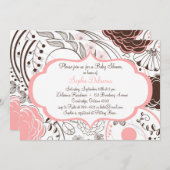 Pink Whimsical Blume Kinderdusche Einladungen (Vorne/Hinten)