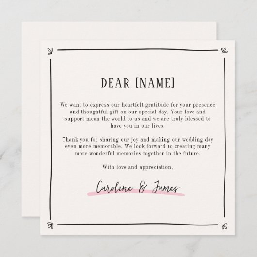 Pink Whimsical Champagner Toast, Danke Karte (Vorne/Hinten)