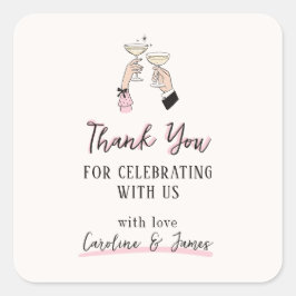Pink Whimsical Champagner Toast Danke Sticker