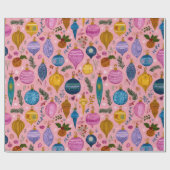 Pink Whimsical Christmas Ornaments Geschenkpapier (Flach)