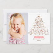 Pink Whimsical Christmas Tree Foto Feiertagskarte (Vorderseite)