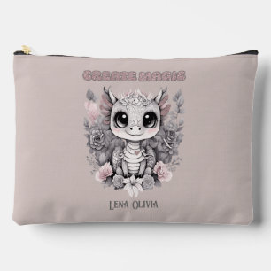Pink Whimsical "Create Magic" Kleiner Drache Zubehörtasche