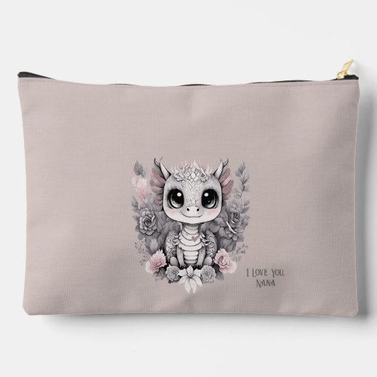 Pink Whimsical "Create Magic" Kleiner Drache Zubehörtasche (Rückseite)