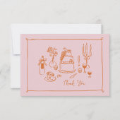 Pink Whimsical Doodle Hand Gezeichnet Danke (Vorderseite)
