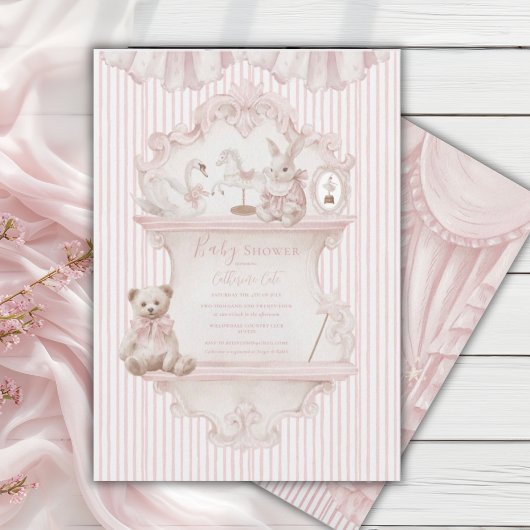Pink Whimsical Elegant Baby Shower  Einladung