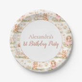 Pink Whimsical Fairy Birthday Pappteller (Vorderseite)