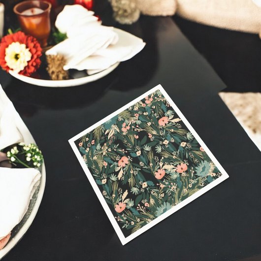 Pink Whimsical Floral Baby Dusche Party Serviette