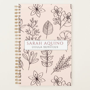 Pink Whimsical Floral Doula oder Midwomen Business Planer