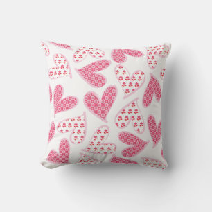 Pink Whimsical Floral Hearts Muster Kissen