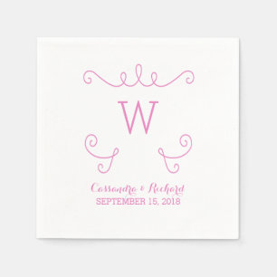 Pink Whimsical Geblüht Monogram Paper Napkins Serviette