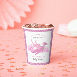 Pink Whimsical Girl Dragon Baby Dusche Pappbecher
