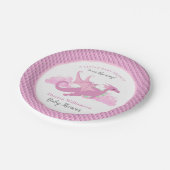 Pink Whimsical Girl Dragon Baby Dusche Pappteller (Schrägansicht)