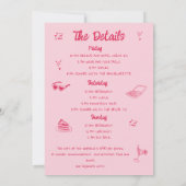 Pink Whimsical Hand Drawing Junggeselinnen-Abschie Einladung (Rückseite)