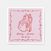 Pink Whimsical Hand Drawn Hochzeit Napkins Serviette (Vorderseite)