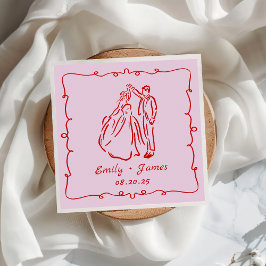 Pink Whimsical Hand Drawn Hochzeit Napkins Serviette
