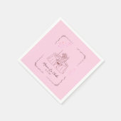 Pink Whimsical Hand Drawn Illustrated Wedding Serviette (Ecke)