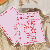Pink Whimsical Hand Drawn Wedding Save the Date Einladung