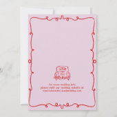 Pink Whimsical Hand Drawn Wedding Save the Date Einladung (Rückseite)